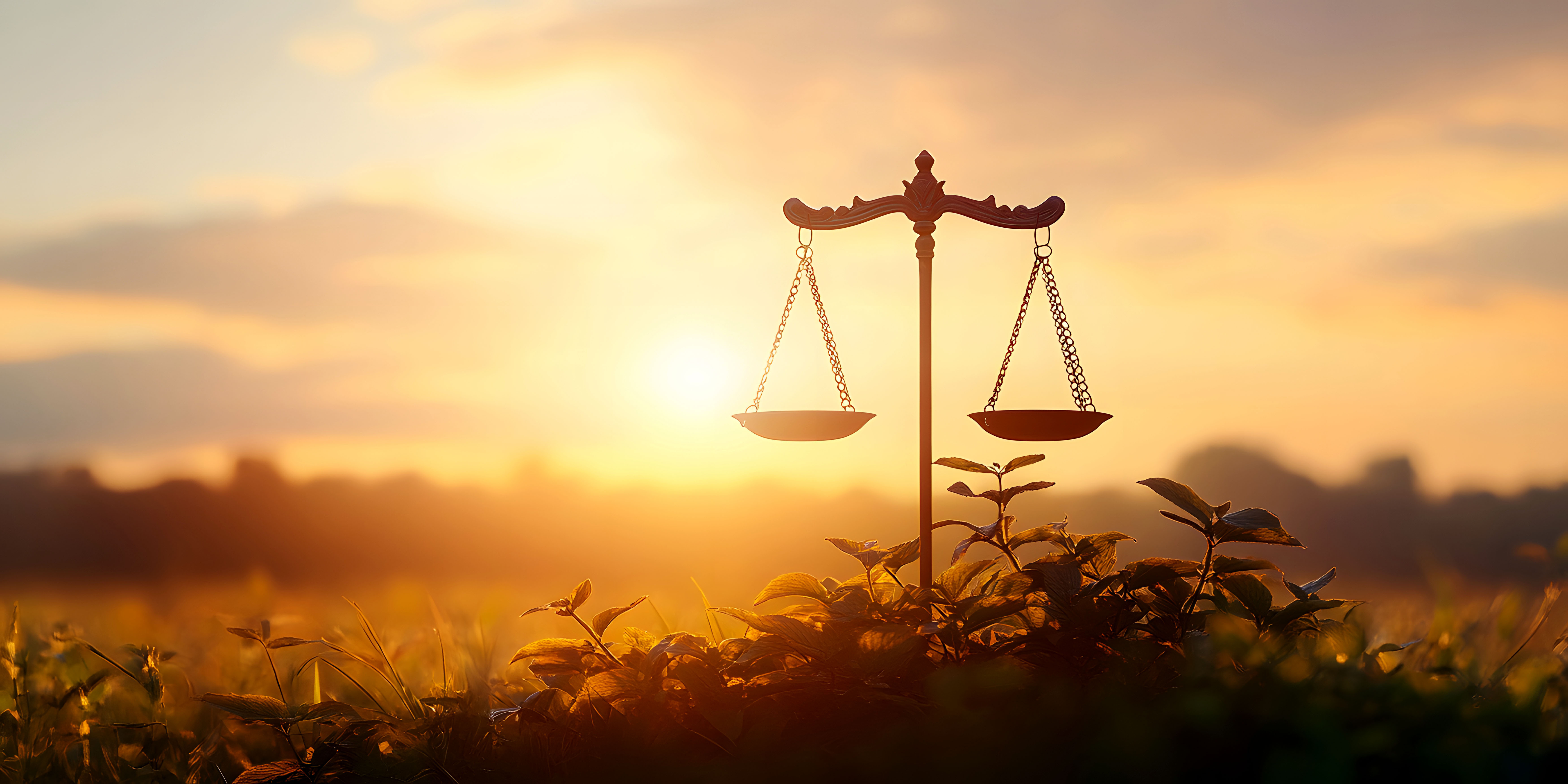 Scales of Justice at Sunrise